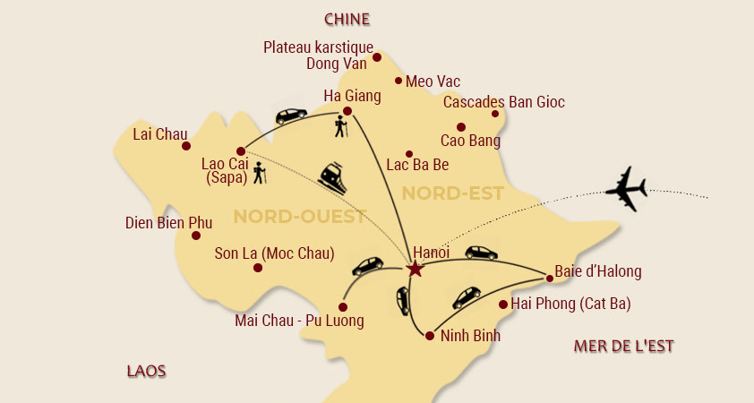 Trajet du Nord Vietnam